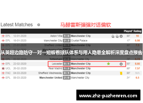 从英超边路防守一对一短板看球队体系与用人隐患全解析深度盘点报告